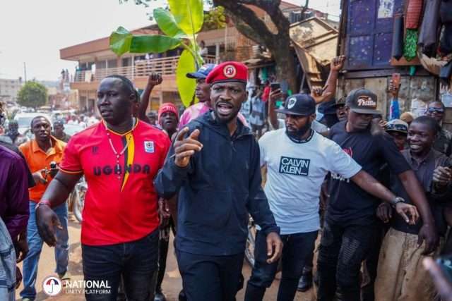 Bobi Wine bodyguards leading the way